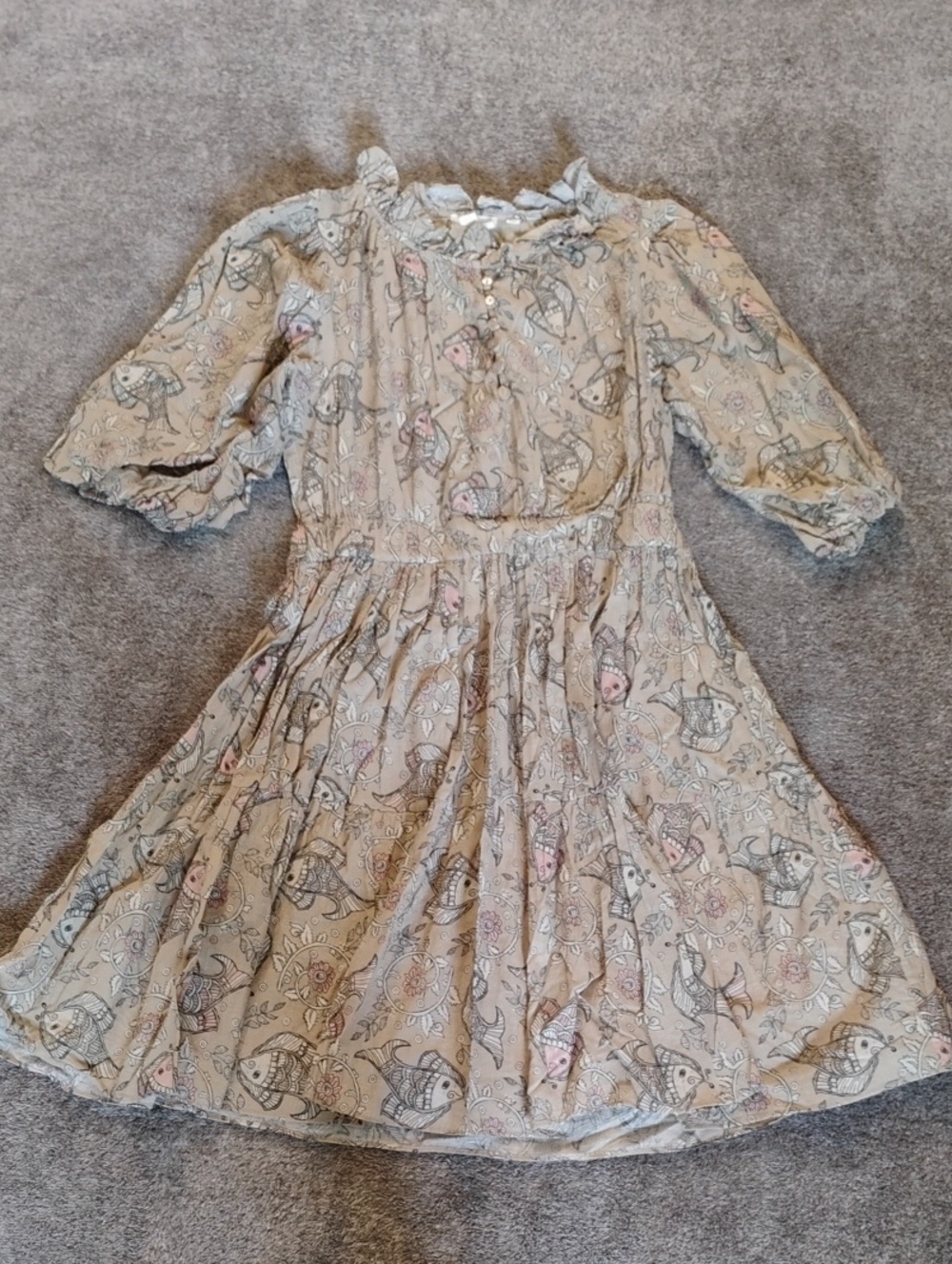 Anthropologie Let Me Be Celeste Fish Print Dress